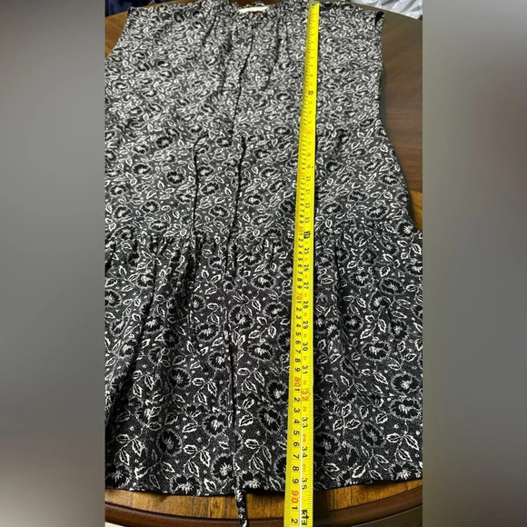Rebecca Taylor Black White Floral Silk Cap Sleeve Short Dress Tie Waist Size 6 - Picture 4 of 8